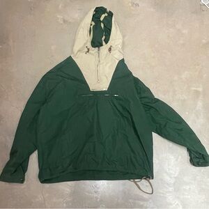 J. Crew Green and Tan Jacket cotton anorak parka used vintage outerwear
